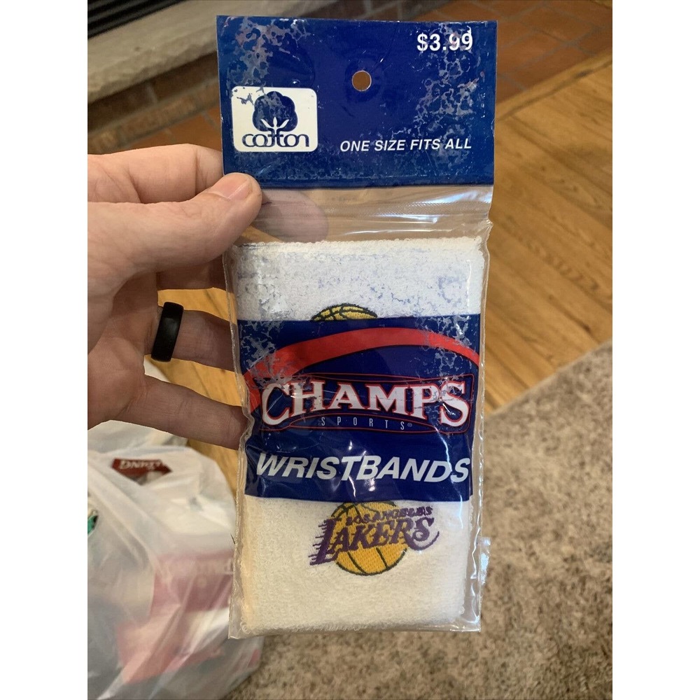Vintage NBA Los Angeles Lakers Terry Wristbands Champs NOS Deadstock